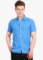 Solemio Blue Solid Regular Fit Casual Shirt
