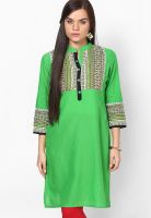 Span Green Embroidered Kurta