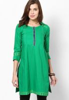 Span Green Solid Kurtis