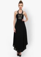 Taurus Black Colored Embellished Maxi Dress