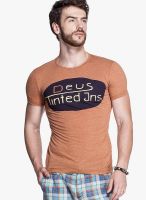 Tinted Rust Printed Round Neck T-Shirts