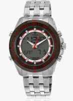 Titan 9495Km02J Silver/Red Analog & Digital Watch