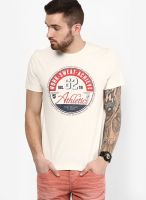 Tom Tailor Vanilla Ice White Printed Round Neck T Shirt