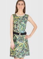 Tops And Tunics Green Colored Printed Shift Dress