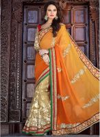 Touch Trends Yellow Embroidered Saree