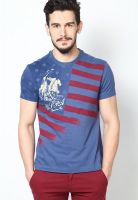 U.S. Polo Assn. Blue Graphic Round Neck T-Shirts