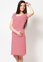 United Colors of Benetton Red Short Sleeve Scoop Neck Dress
