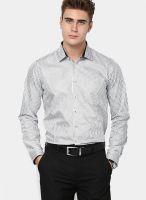 Van Heusen Grey Striped Slim Fit Formal Shirt