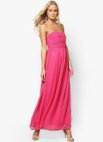 Vero Moda Magenta Colored Solid Maxi Dress