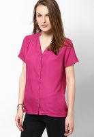 Vero Moda Short Sleeve Fuchsia Solid Shirt