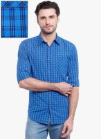 Vintage Blue Checks Slim Fit Casual Shirt