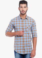 Vintage Light Blue Checks Slim Fit Casual Shirt