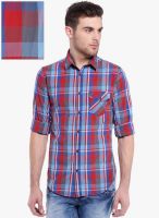 Vintage Red Slim Fit Casual Shirt
