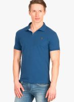 Wilkins & Tuscany Blue Solid Polo T-Shirts