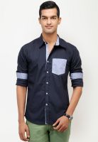 Yepme Solid Navy Blue Casual Shirt