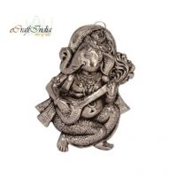 eCraftIndia Silver Wall Hanging Ganesha Playing Veena