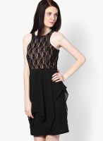 AND Black Colored Solid Shift Dress