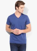 Allen Solly Blue Solid V Neck T-Shirt