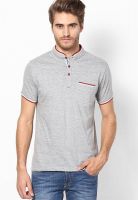 Andrew Hill Light Grey Solid Henley T-Shirts