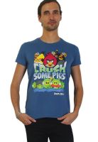 Angry Birds Blue Printed Round Neck T-Shirts