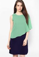 Athena Green Colored Solid Shift Dress