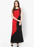 Athena Red Colored Solid Maxi Dress