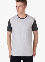 Aventura Outfitters Light Grey Solid Round Neck T-Shirts
