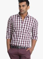 Basics Checks Purple Slim Fit Casual Shirt