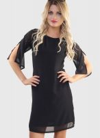 Belle Fille Black Colored Solid Shift Dress