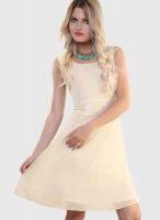 Belle Fille Cream Colored Solid Shift Dress