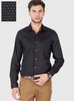 Black Coffee Black Printed Slim Fit Formal Shirt