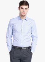 Black Coffee Light Blue Solid Slim Fit Formal Shirt