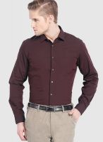 Black Coffee Maroon Slim Fit Formal Shirt