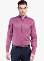 Black Coffee Purple Solid Slim Fit Formal Shirt