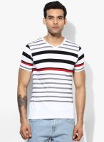 Bossini White Striped V Neck T-Shirt