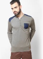 Breakbounce Olive Solid Henley T-Shirts