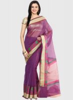 Bunkar Supernet Cotton Fancy Banarasi Purple Saree