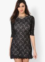Calgari Black Colored Embroidered Shift Dress