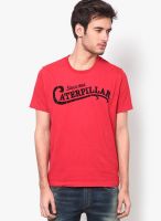 Cat Red Graphic Round Neck T-Shirts
