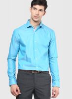 Code by Lifestyle Aqua Blue Slim Fit Formal Shirt