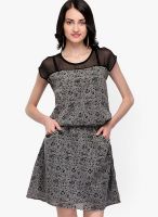 Color Cocktail Grey Colored Printed Shift Dress