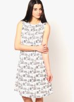 Color Cocktail White Colored Printed Shift Dress