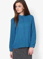 Dorothy Perkins Blue Rollsleeve Shirt
