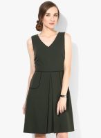 Dorothy Perkins Green Colored Solid Shift Dress
