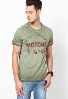 Ed Hardy Olive Round Neck T-Shirt