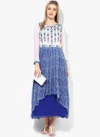 Eternal Blue Colored Embroidered Maxi Dress