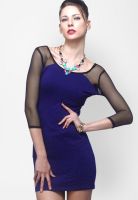 Faballey Blue Colored Solid Bodycon Dress