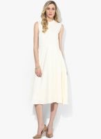 Femella Off White Colored Solid Skater Dress