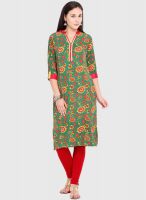 Folklore Green Printed Kurtas