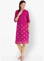 Folklore Pink Embroidered Kurtas